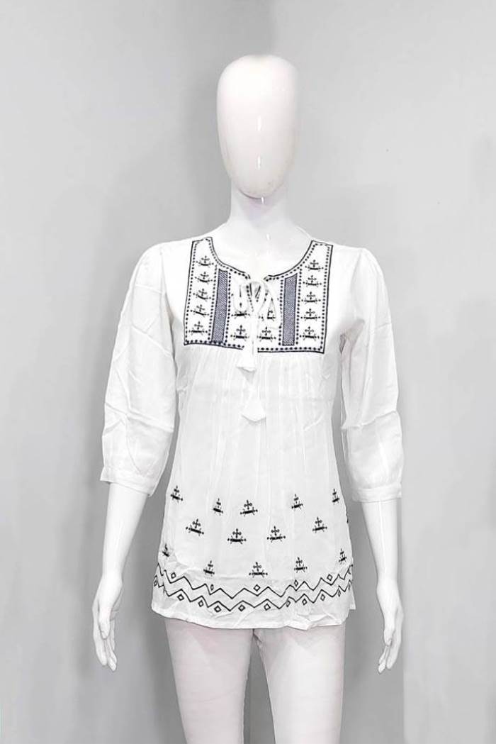 White Color Casual Wear Short Kurti