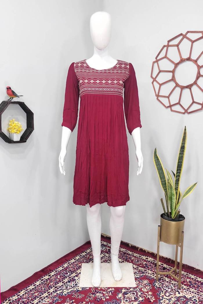 Maroon Color Casual Wear Short Kurti