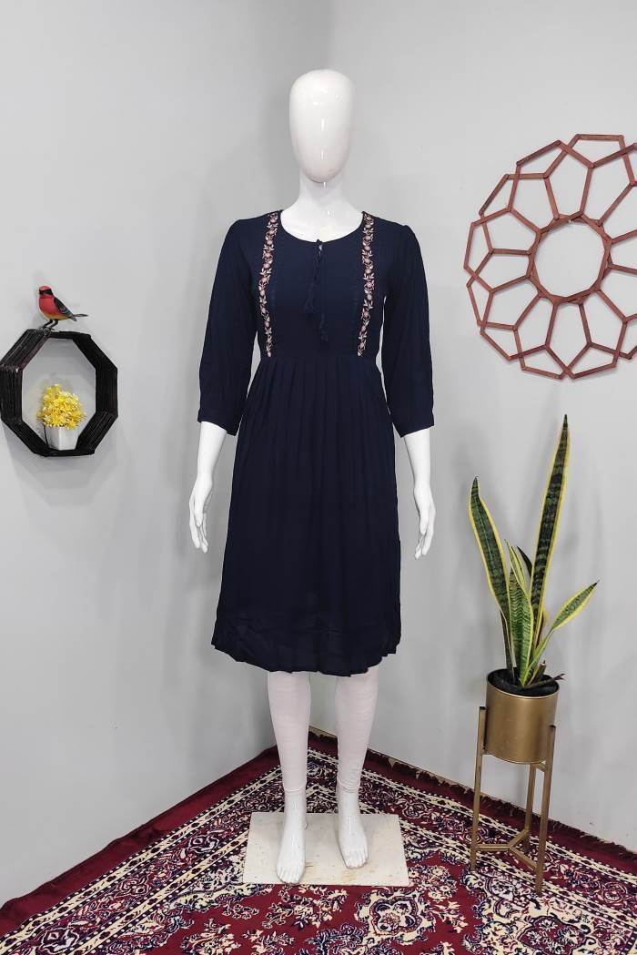 Navy Color Casual Wear Short Kurti