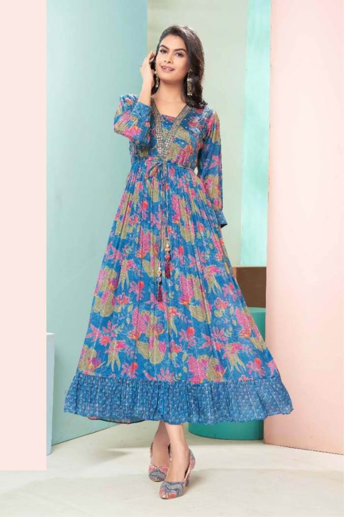 Fabric: Georgette Ladies Kurti Gown, 5 Colors at Rs 650/piece in Surat |  ID: 25150682033
