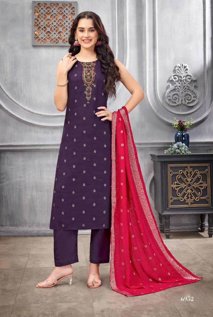 Purpal Color Party Wear Designer Straight Long Suit