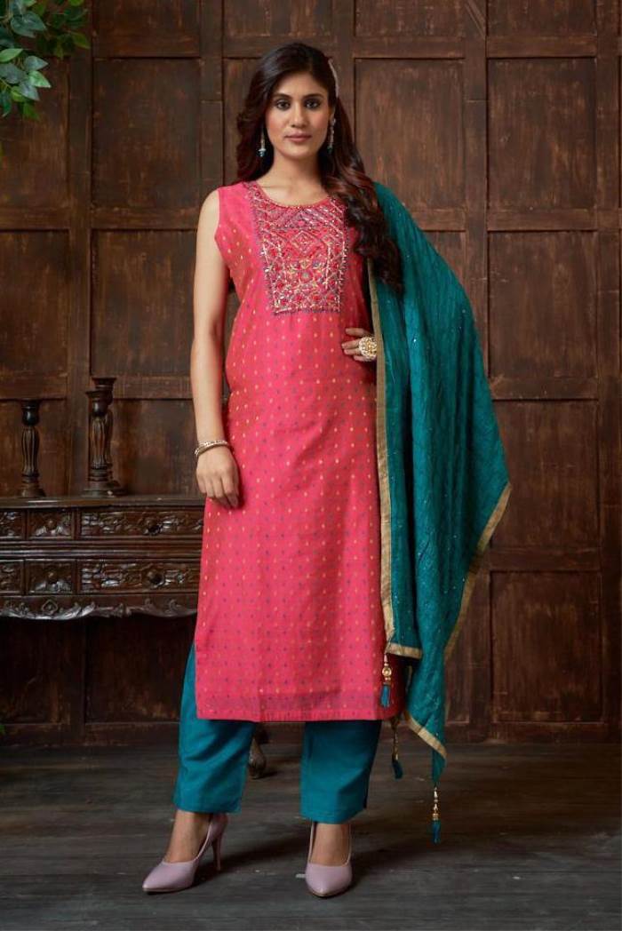 Gajari Color Party Wear Designer Straight Long Suit