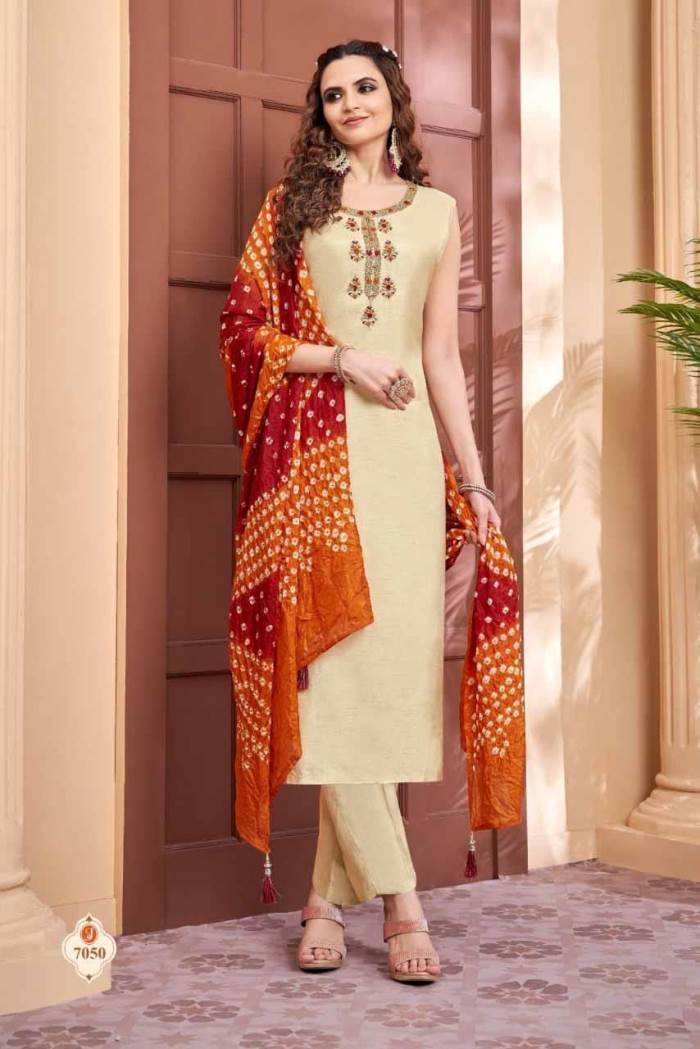 Cream Color Party Wear Designer Straight Long Suit