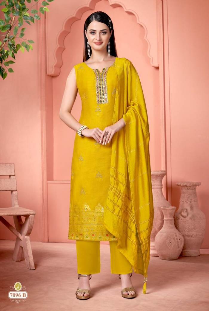 Mustard Color Party Wear Designer Straight Long Suit