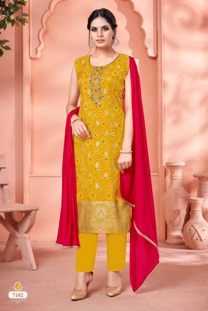 Yellow Color Party Wear Designer Straight Long Suit