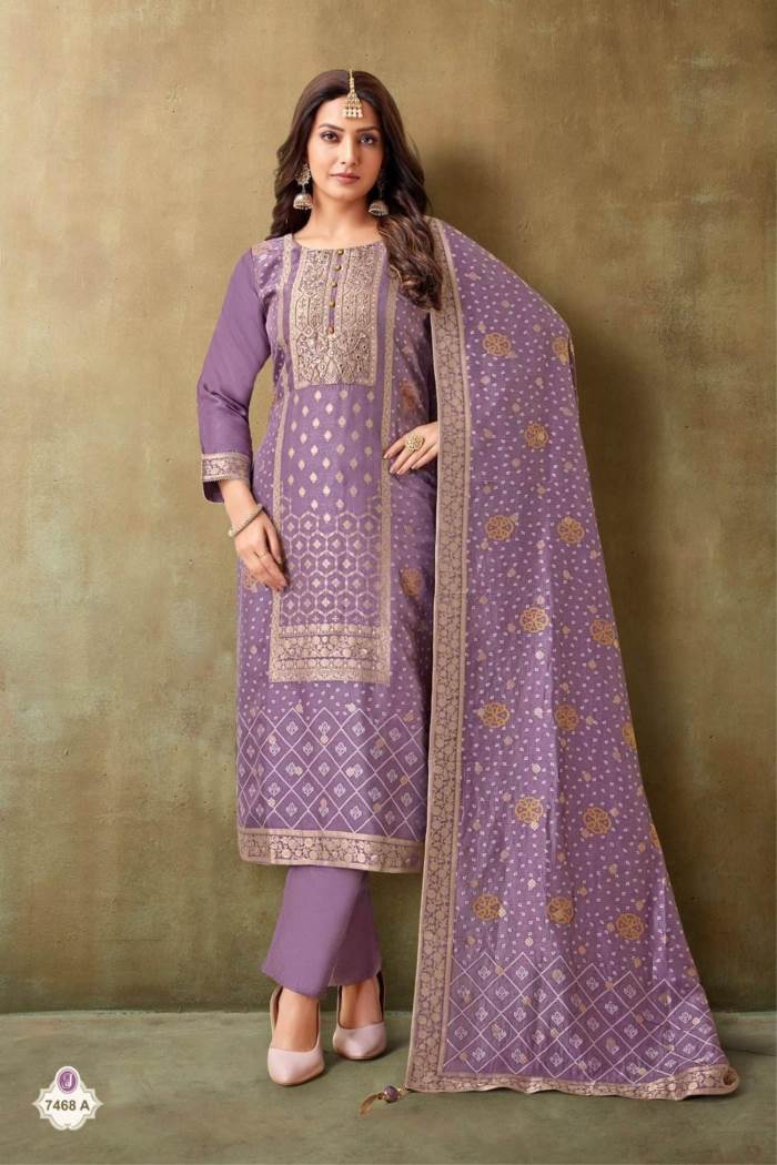 Dusty Purple Color Party Wear Designer Straight Long Suit