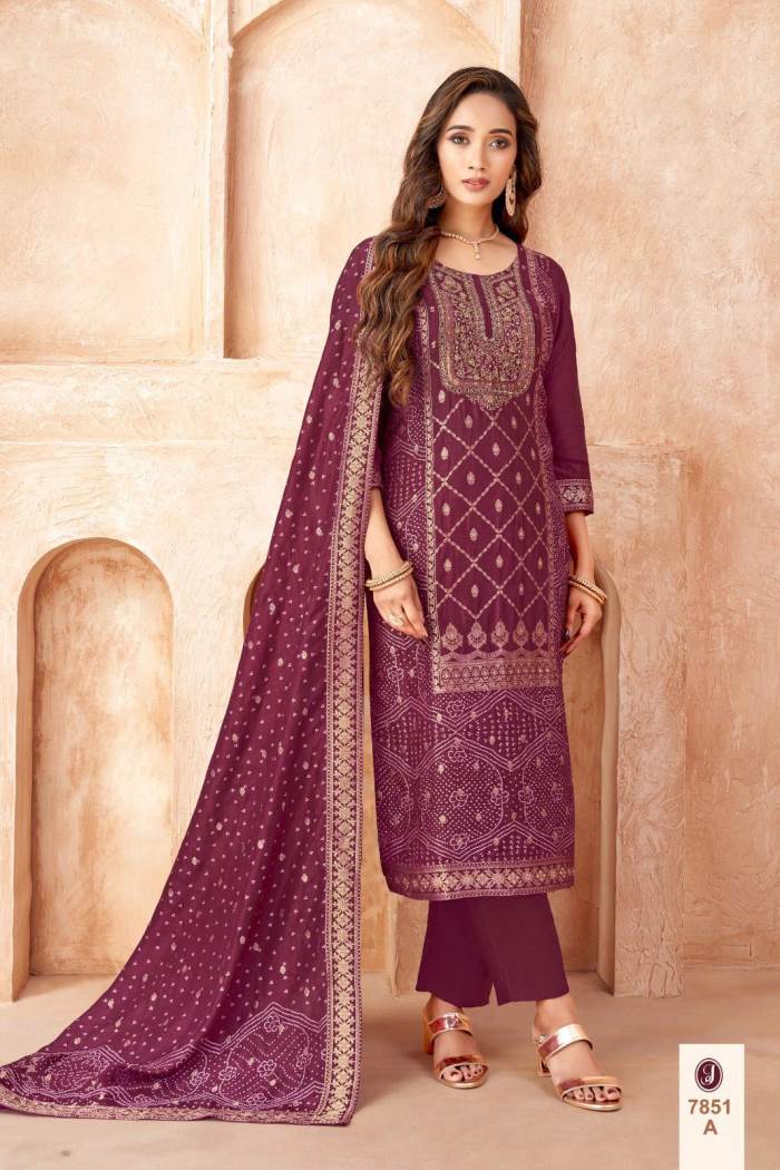 Wine Color Party Wear Designer Straight Long Suit