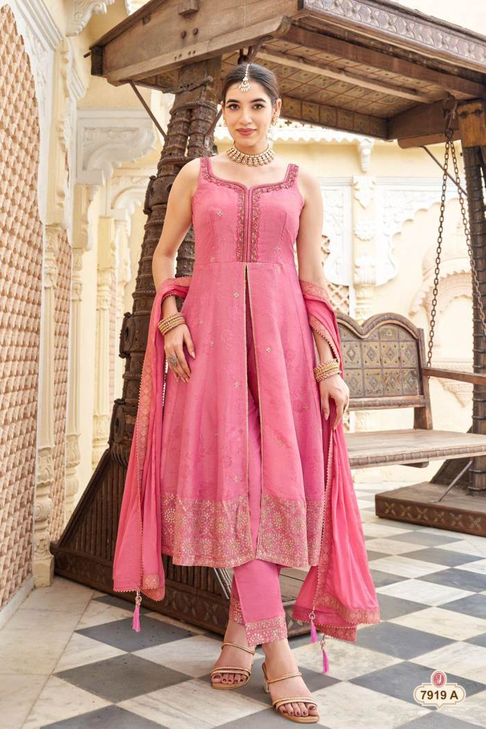 Pink Color Party Wear Designer Anarkali Style Salwar Suit