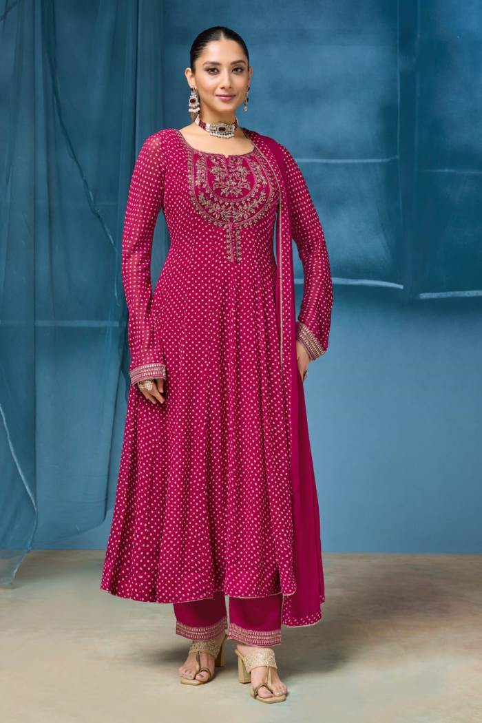 Rani Colour Designer Anarkali Style Kurti Set With Dupatta