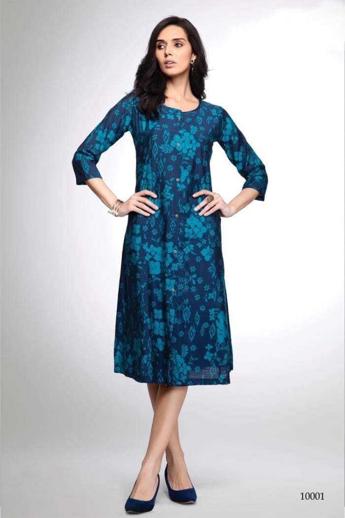 Blue Color Casual Wear Straight Kurti