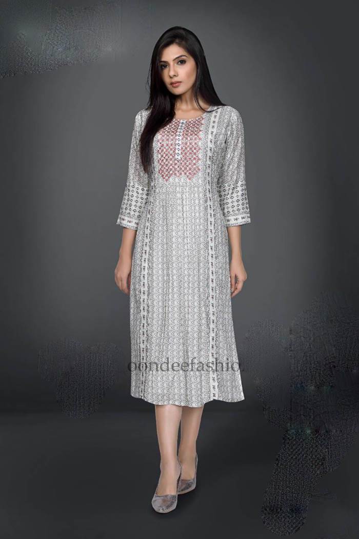 Offwhite Color Casual Wear Straight Kurti