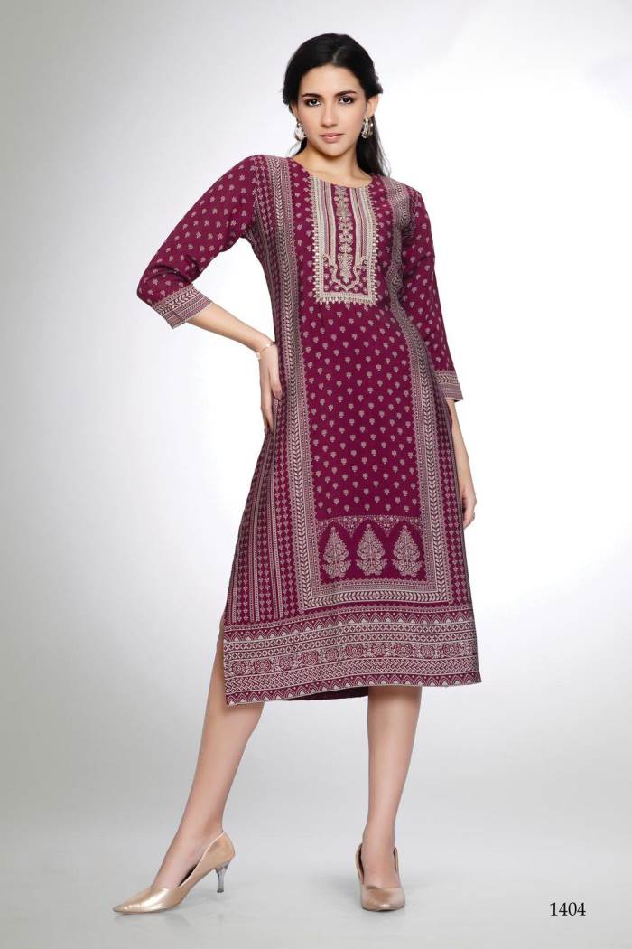 Wine Color Casual Collection Straight Kurti