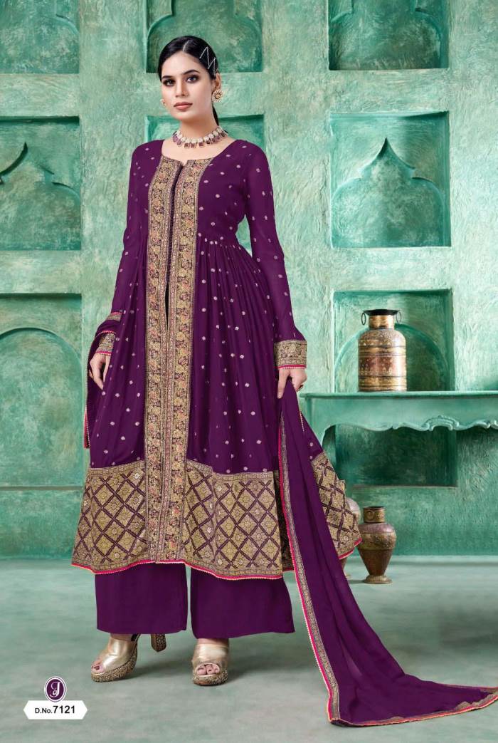 Wine Color Party Wear Designer Indi-Western Plazo Suit