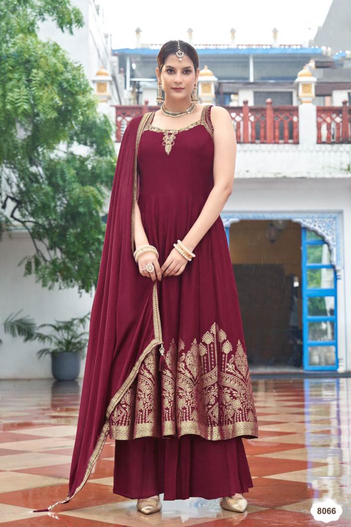 Maroon Color Party Wear Classic Indo-Western Suit