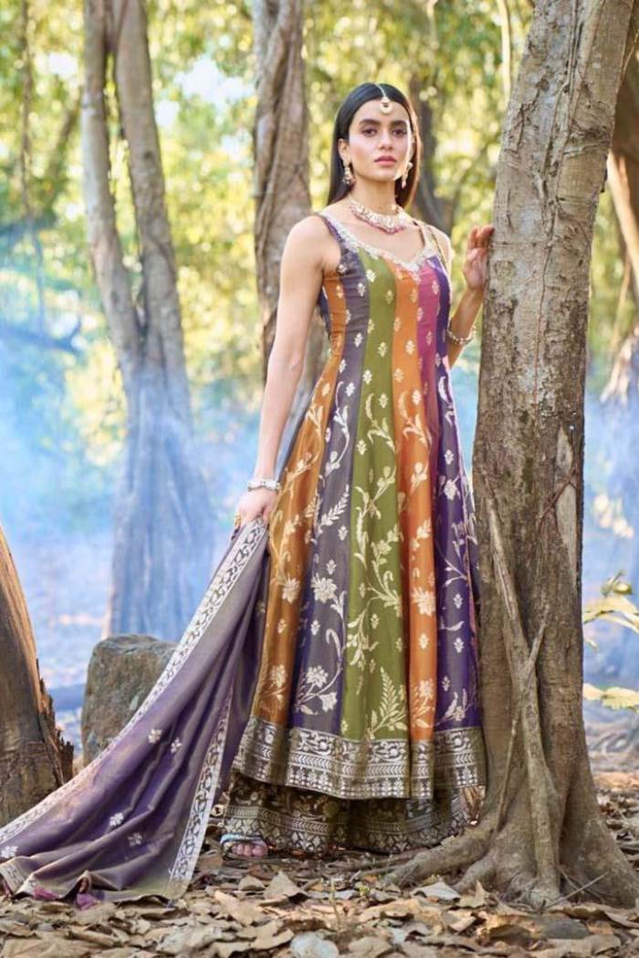 Multy Color Party Wear Designer Indo-Western Anarkali Style Suit