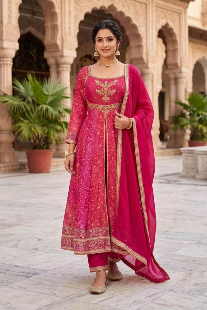 Pink Colour Designer Party Wear Indo-Western Suit