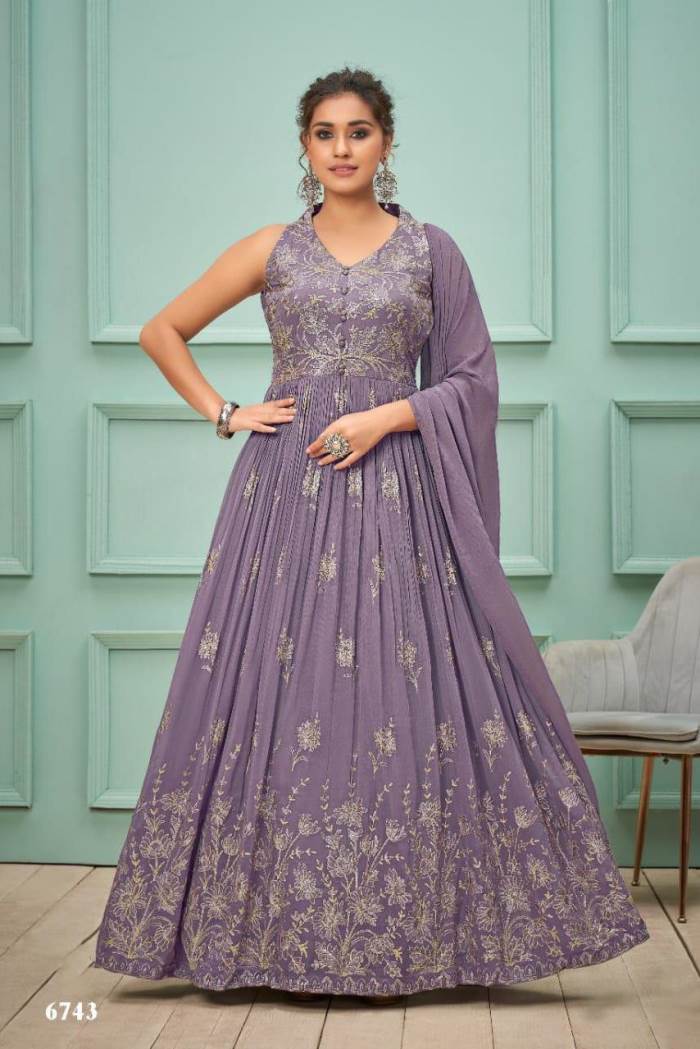 Light Purple Color Party Wear Designer Gown With Dupatta