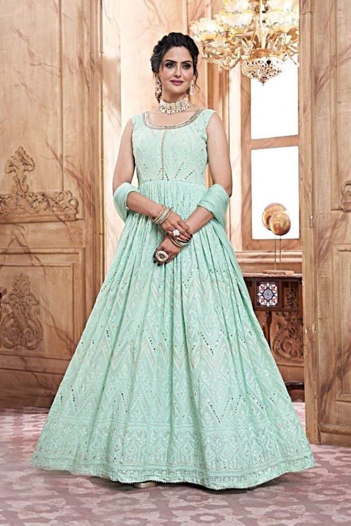 Pista Color Party Wear Designer Gown