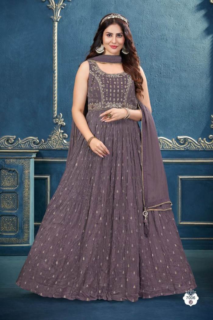 Purple Color Party Wear Designer Gown