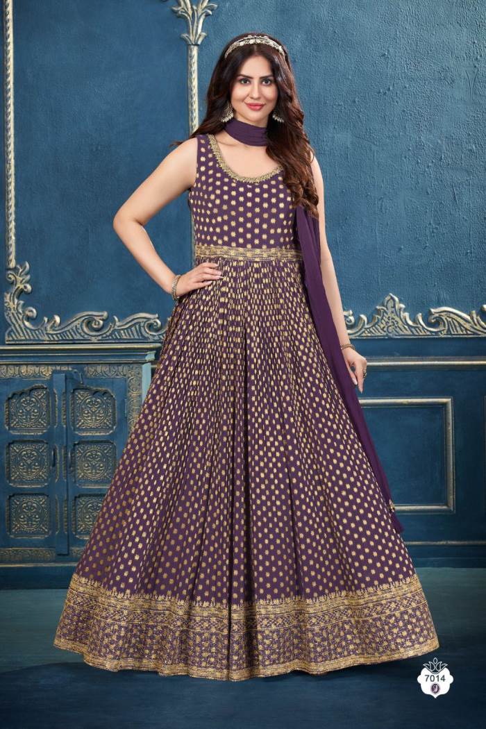 Purple Color Party Wear Designer Gown