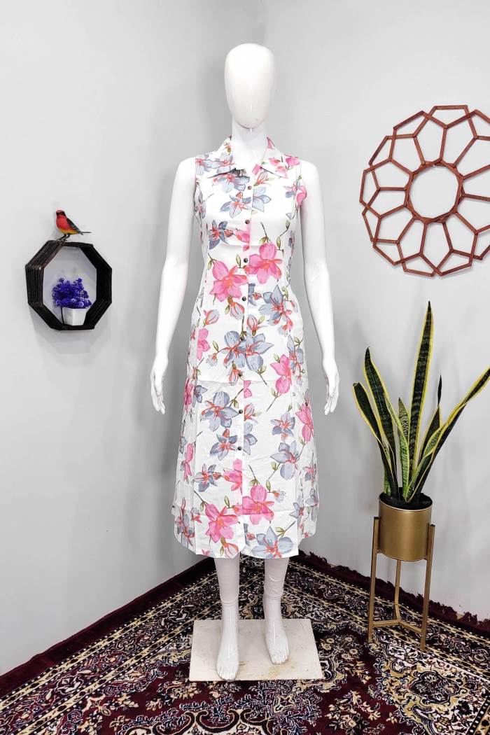 Pink Color Casual Wear Designer Gown Kurti