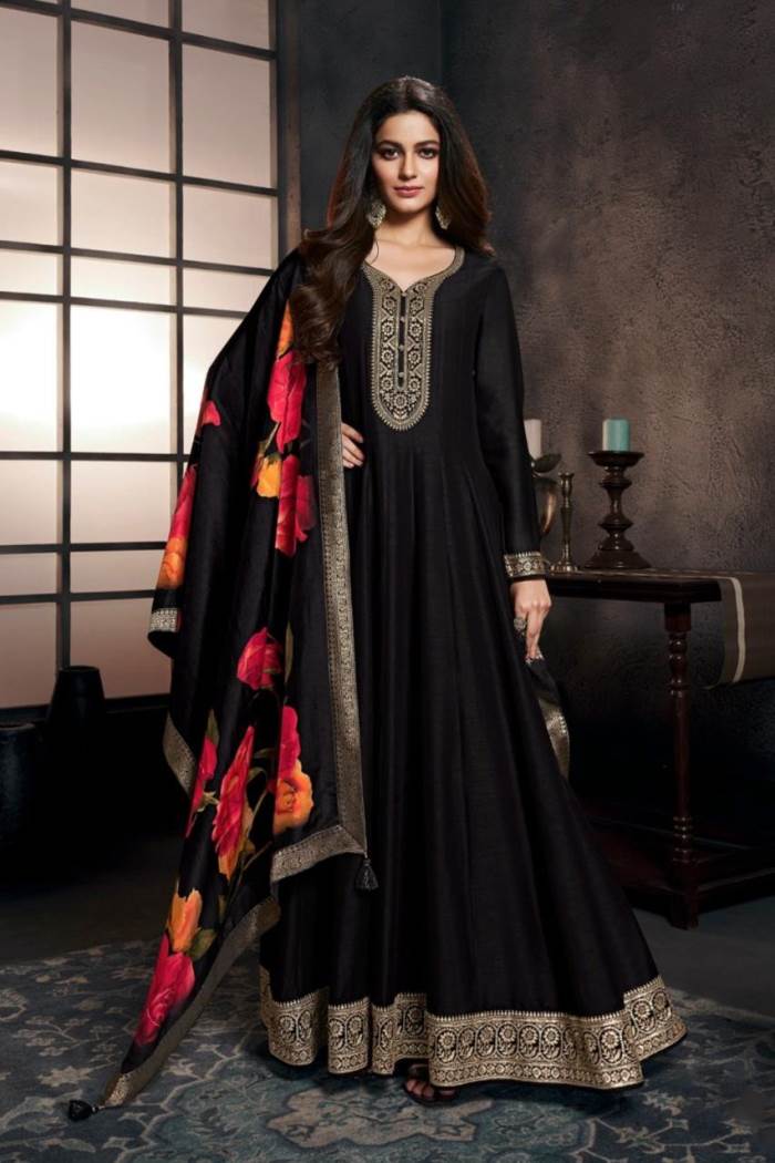 Black Color Party Wear Designer Gown Kurti