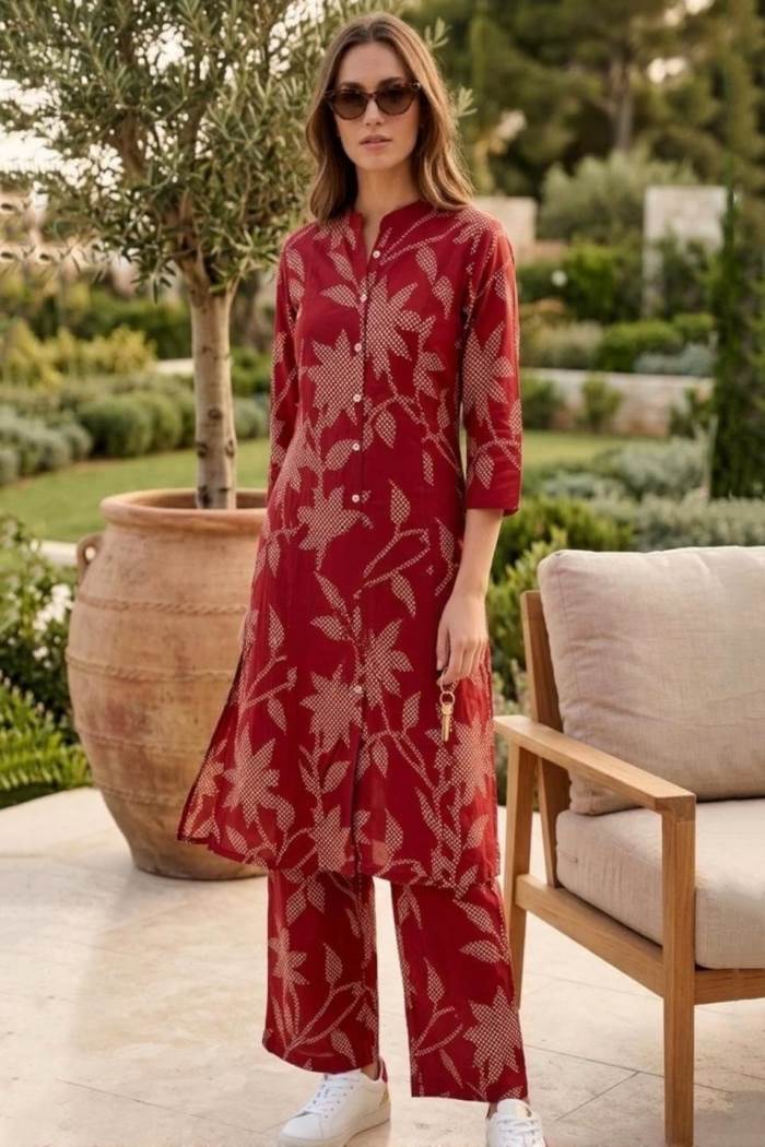 Maroon Colour Casual Collection Kurti Plazo
