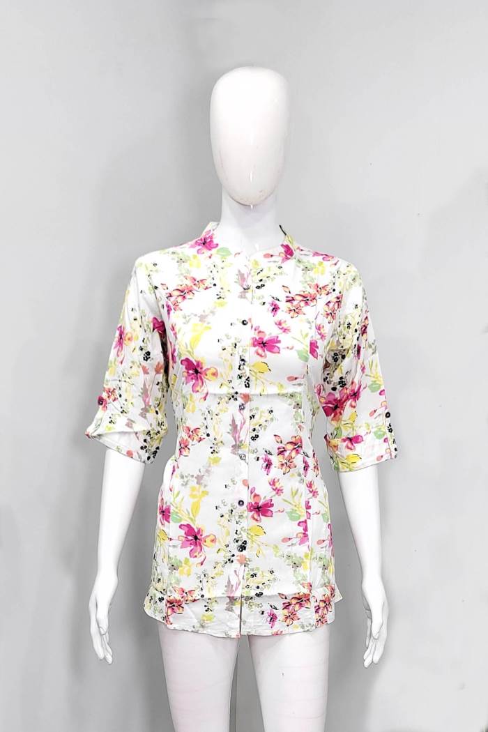 White Color Casual Wear Short Kurti