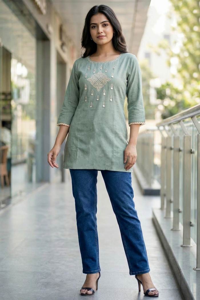 Grey Color Casual Collection Kurti Set