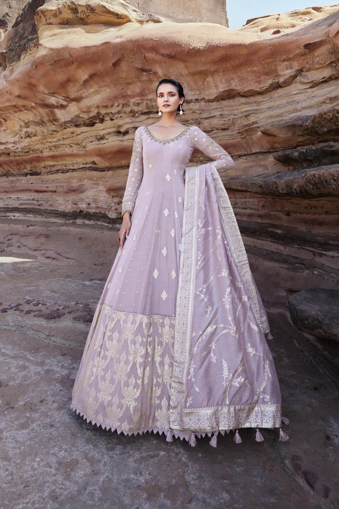 Lovendar Color Party Wear Designer Gown