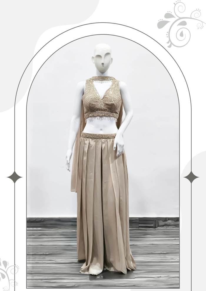 Base Color Party Wear Designer Indo-Western Plazo with Choli