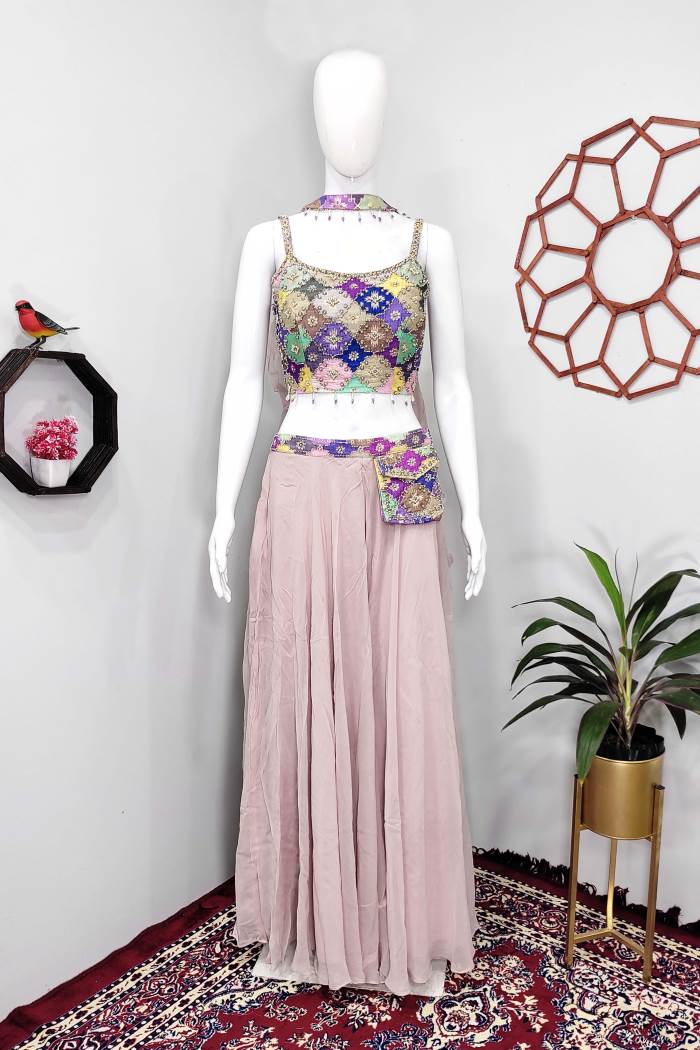 Pink Color Party Wear Designer Indo-Western Plaazo With Choli