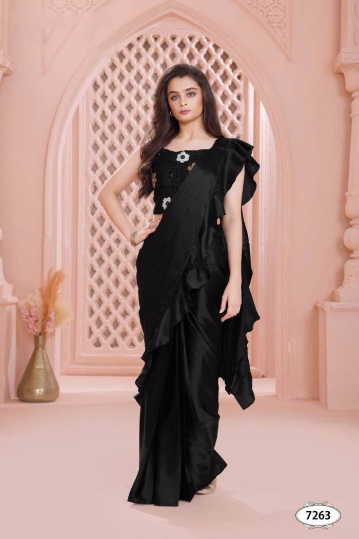 Black Color Designer Ready To Wear Saree Choli