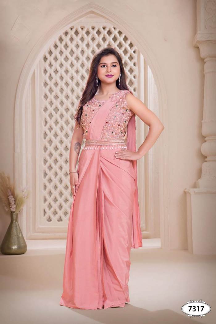 Gajari Color Designer Ready To Wear Saree Choli