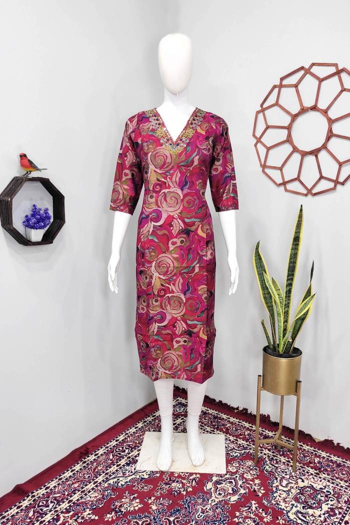 Rani Color Casual Wear Designer Straight Kurti