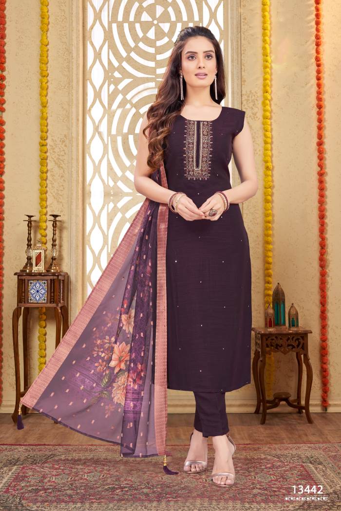 Wine Color Party Wear Designer Straight Long Suit