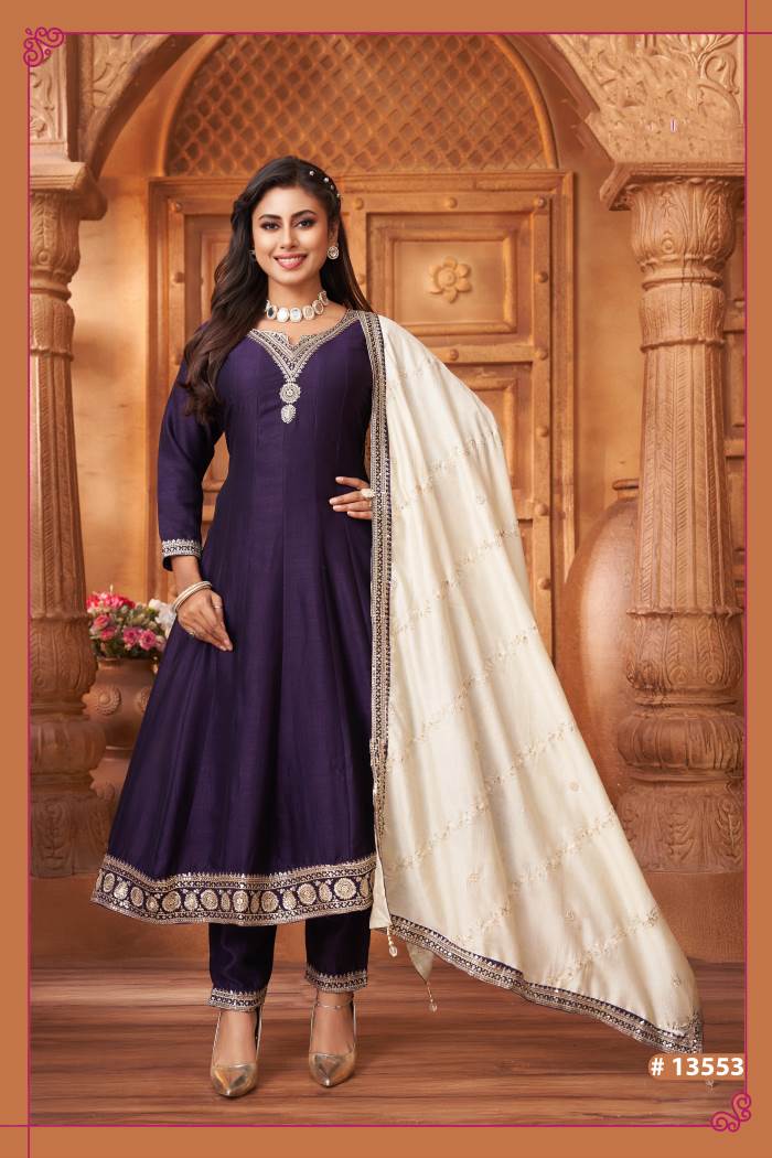Purple Color Party Wear Designer Anarkali Style Suit