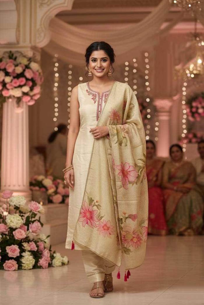 Offwhite Color Party Wear Designer Straight Long Suit