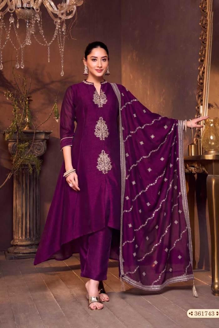 Wine Color Party Wear Designer Salwar Suit
