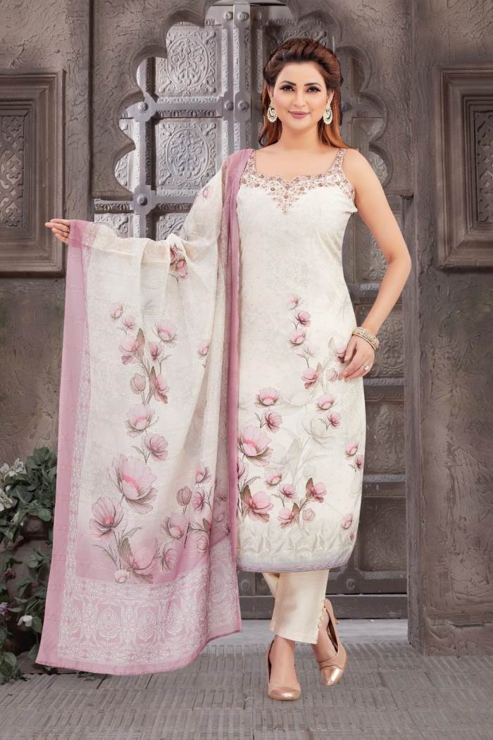 Peach Color Party Wear Designer Straight Long Suit