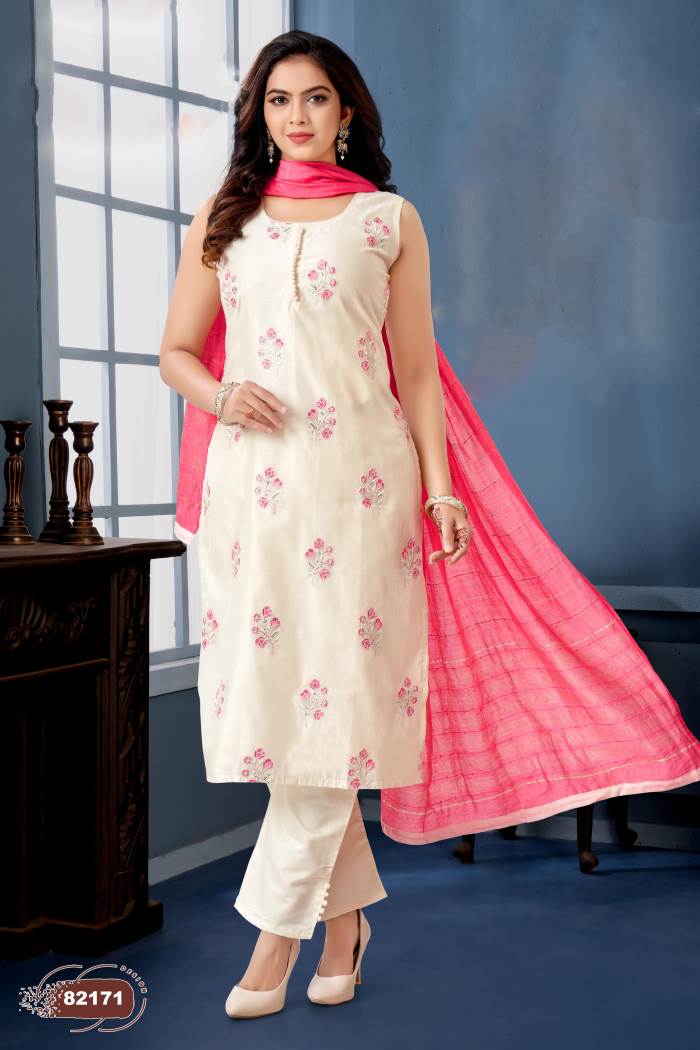 Offwhite Color Party Wear Designer Straight Long Suit