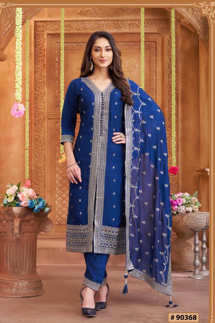 Blue Color Party Wear Designer Pent Suit