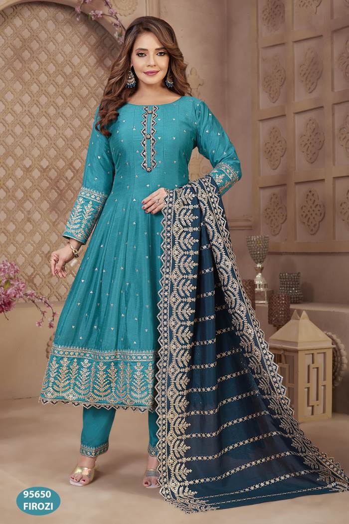 Sky Color Party Wear Designer Pent Suit