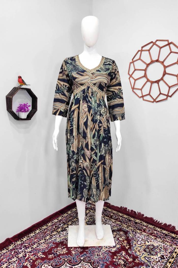 Navy Color Casual Wear Designer Gown Kurti