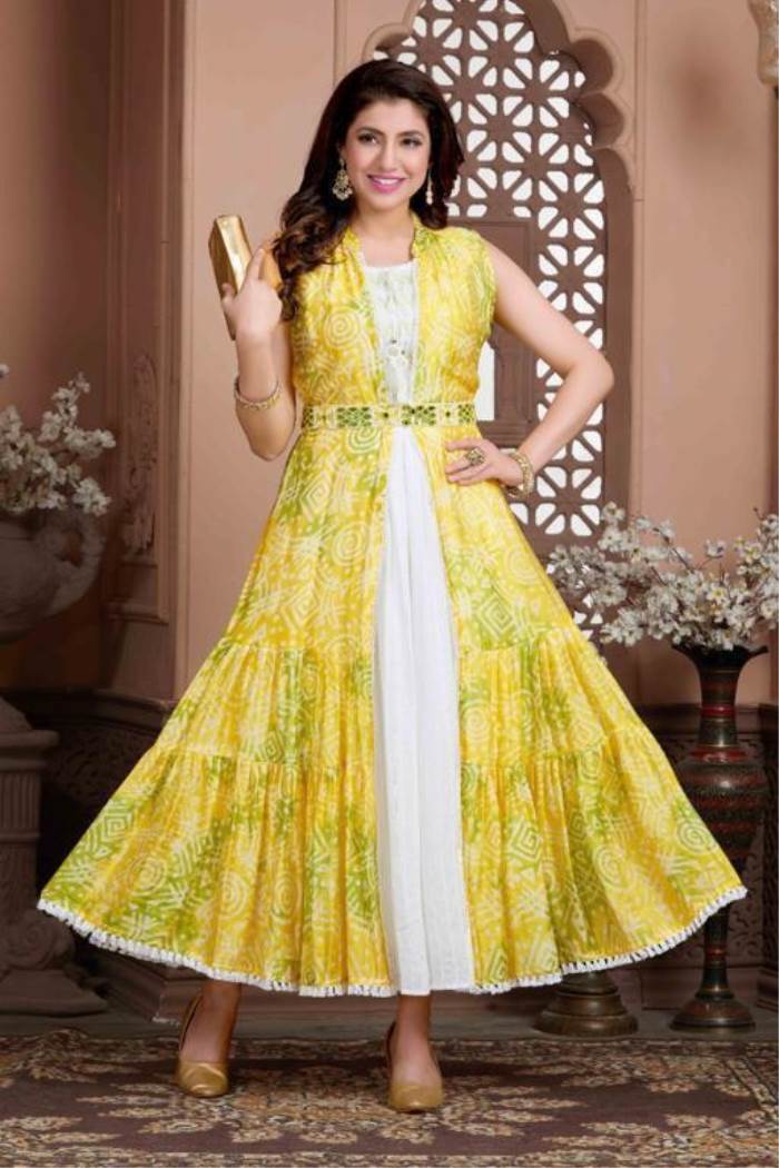 Mehdi Color Party Wear Designer Gown Kurti