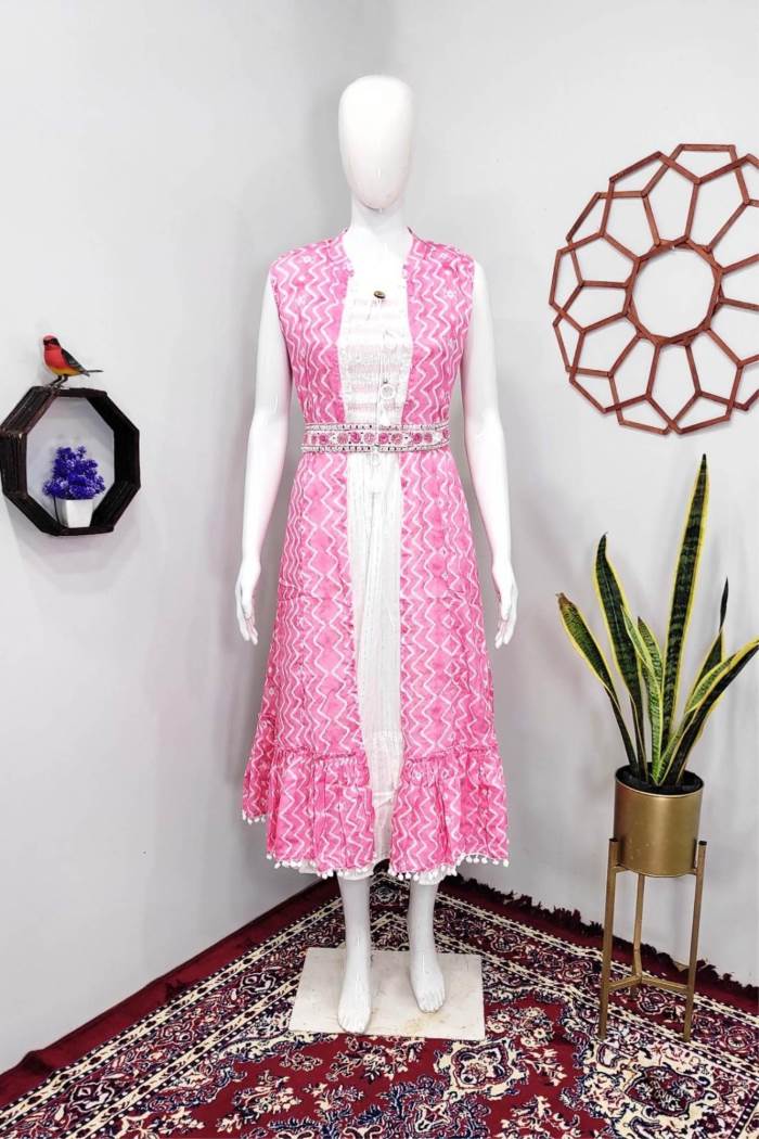 Pink Color Casual Wear Designer Gown Kurti