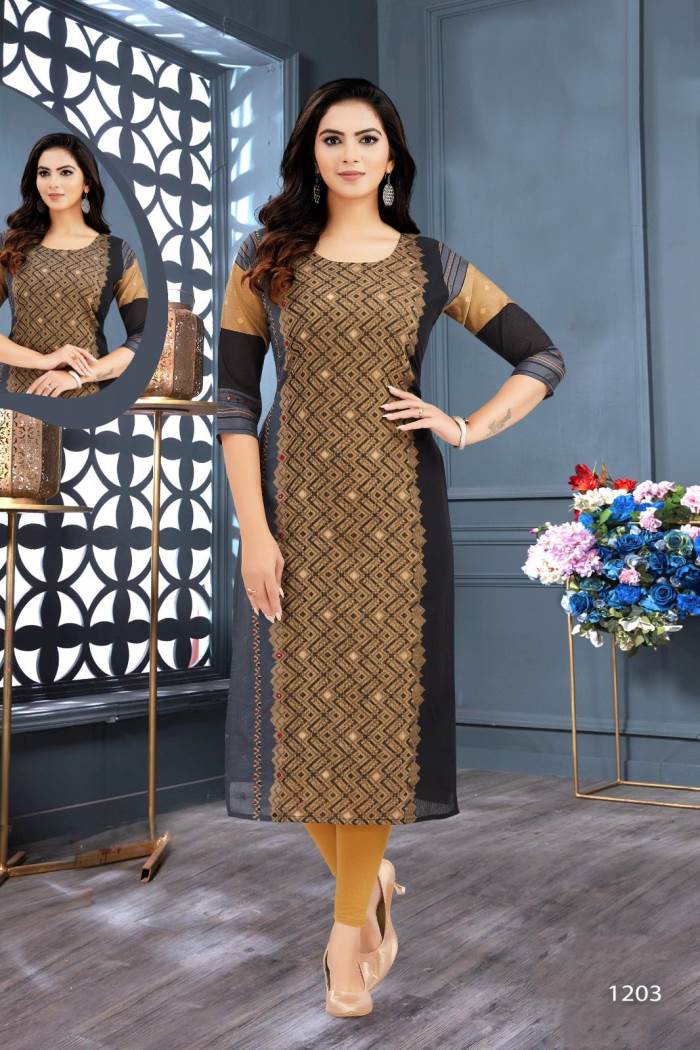 Brown Color Casual Collection Straight Kurti