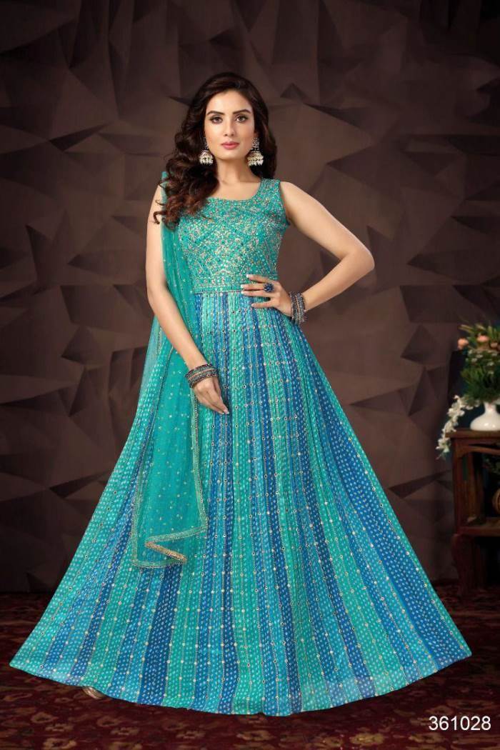 Sky Blue Color Party Wear Designer Indo-Westen Suit :: MY SHOPPY LADIES WEAR