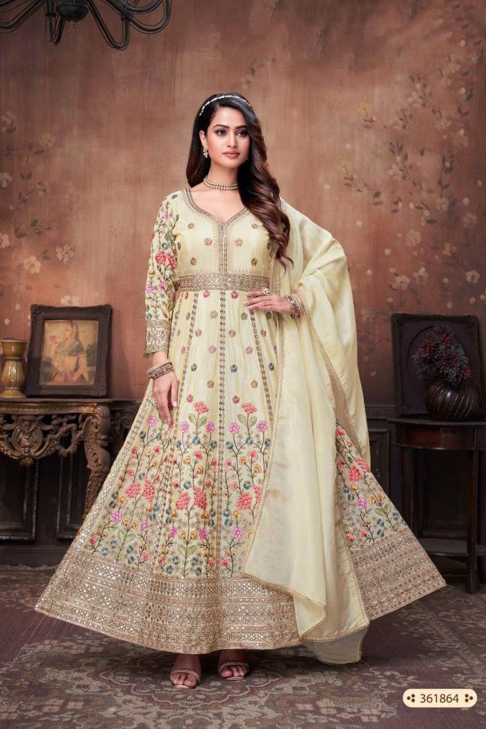 Base Color Party Wear Designer Gown