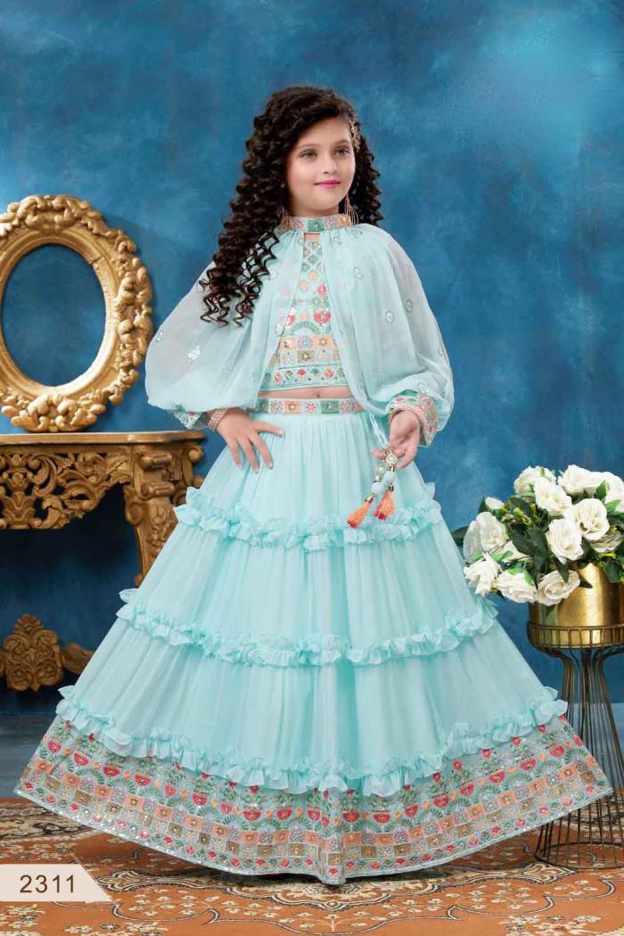Sky Color Wedding Collection Designer Lehenga Choli